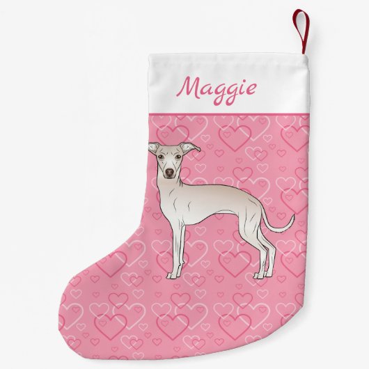 Italienischer Grauhund Niedlich Hund auf rosa Herz Kleiner Weihnachtsstrumpf (Rückseite)