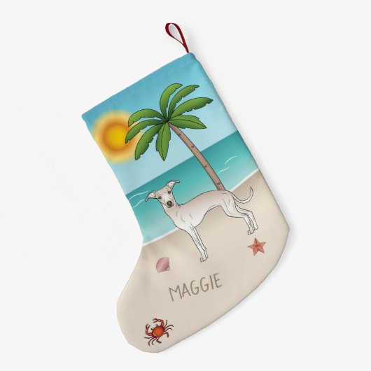 Italienischer Grauschwund im Tropical Summer Beach Kleiner Weihnachtsstrumpf (Rückseite (Hängend))