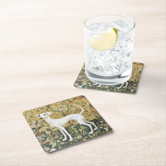 Italienischer Grauthund oder Hippet in einem Vinta Rechteckiger Pappuntersetzer (Vor Ort)