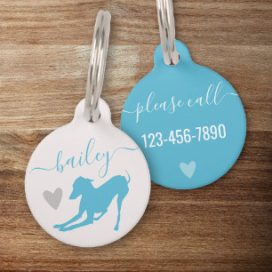 Italienischer Greyhound Blue Silhouette Chic Name Haustiermarke