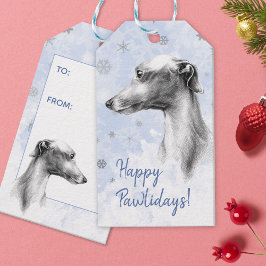 Italienischer Greyhound Dog Portrait Snowflakes Bl Geschenkanhänger