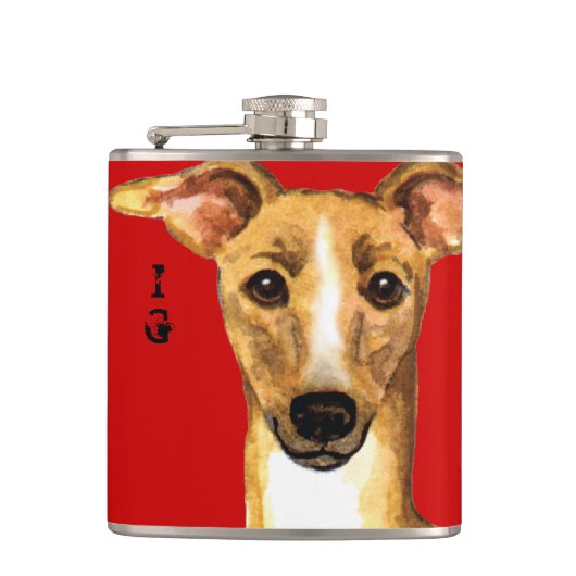 Italienischer Greyhound-Farbblock Flachmann (Vorderseite)