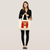 Italienischer Greyhound-Farbblock Jumbo Stoffbeutel (Vorderseite (Model))