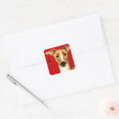Italienischer Greyhound-Farbblock Quadratischer Aufkleber (Umschlag)