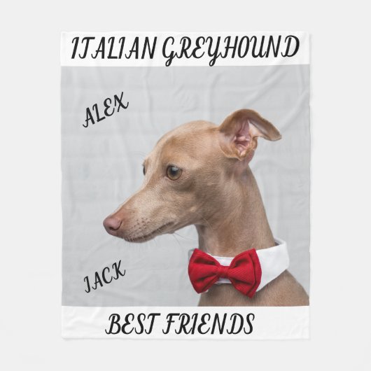 ITALIENISCHER GREYHOUND FLEECE BLANKET MIT NAMEN. (Vorderseite)