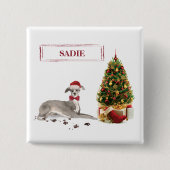 Italienischer Greyhound Funny Christmas Dog mit Ba Button (Vorderseite)