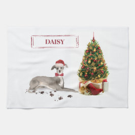 Italienischer Greyhound Funny Christmas Dog mit Ba Geschirrtuch