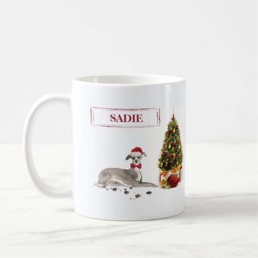 Italienischer Greyhound Funny Christmas Dog mit Ba Kaffeetasse (Links)