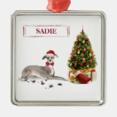 Italienischer Greyhound Funny Christmas Dog mit Ba Ornament Aus Metall (Vorne)