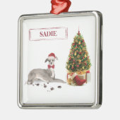 Italienischer Greyhound Funny Christmas Dog mit Ba Ornament Aus Metall (Links)