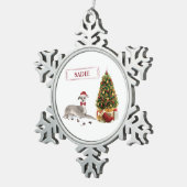 Italienischer Greyhound Funny Christmas Dog mit Ba Schneeflocken Zinn-Ornament (Rechts)