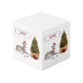 Italienischer Greyhound Funny Christmas Dog mit Ba Würfel (Vorderseite Schrägansicht)