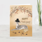 Italienischer Greyhound Funny Pilgrim Hat Erntedan Karte (Vorderseite)