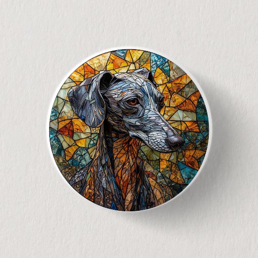 Italienischer Greyhound Hund Gestaltete Glaskunst Button (Vorderseite)