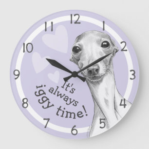 Italienischer Greyhound Hund Niedlich Funny Sketch Große Wanduhr