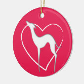 Italienischer Greyhound Hund - Silhouette und Herz Keramik Ornament (Links)