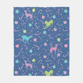 Italienischer Greyhound Hund Silhouette Weihnachts Fleecedecke