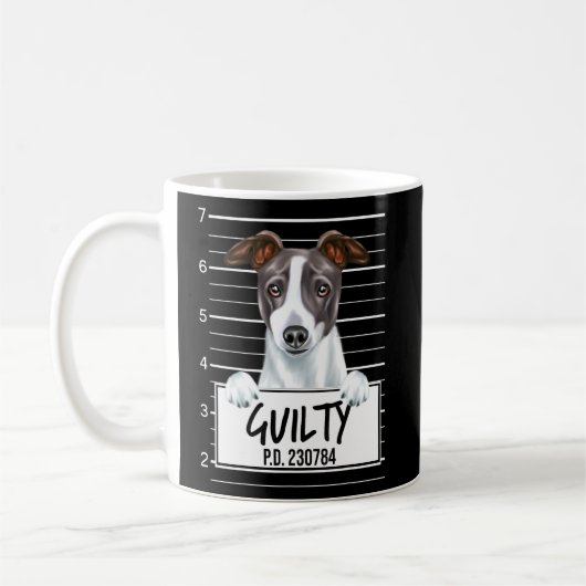 Italienischer Greyhound Mugshot Guilty Dog Kaffeetasse (Links)