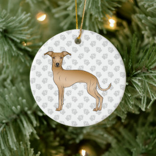 Italienischer Greyhound Niedlicher Cartoon Hund mi Keramik Ornament