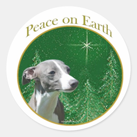 Italienischer Greyhound Peace Runder Aufkleber (Vorderseite)