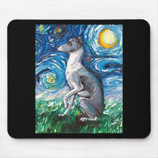 Italienischer Greyhound Starry Night Whippet Hund Mousepad (Vorne)