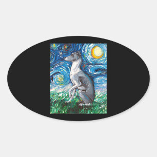 Italienischer Greyhound Starry Night Whippet Hund Ovaler Aufkleber