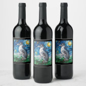 Italienischer Greyhound Starry Night Whippet Hund Weinetikett (Flaschen)