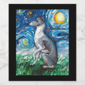 Italienischer Greyhound Starry Night Whippet Hund Weinetikett (Einzelnes Label)