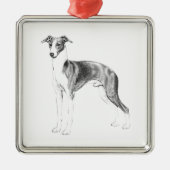 Italienischer Greyhound-Stil Silbernes Ornament (Vorne)
