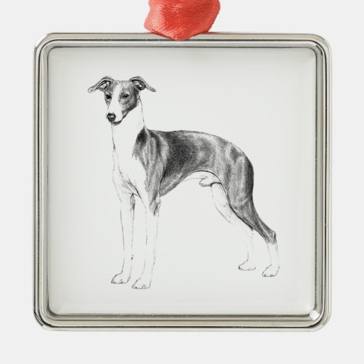 Italienischer Greyhound-Stil Silbernes Ornament (Vorne)