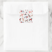 Italienischer Greyhound Valentine Pattern Square S Quadratischer Aufkleber (Tasche)