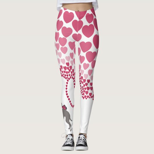 Italienischer Greyhound Valentinstag Leggings, Igg Leggings (Vorderseite)