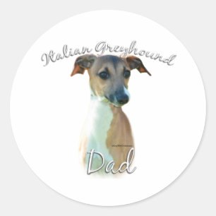 Italienischer Greyhound-Vater 2 Runder Aufkleber