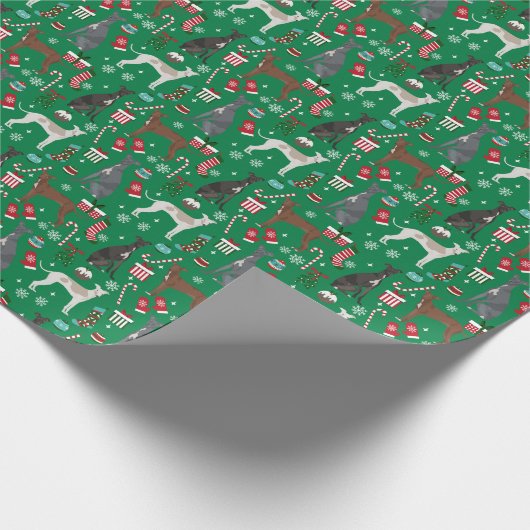 Italienischer Greyhound Weihnachtshund Geschenkpapier (Ecke)
