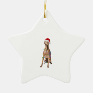Italienischer Greyhound WeihnachtsLICHT Xmas Hund Keramik Ornament