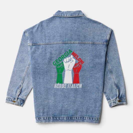 Italienischer Heroes Georgia Meloni Héros Italien Jeansjacke (Rückseite)