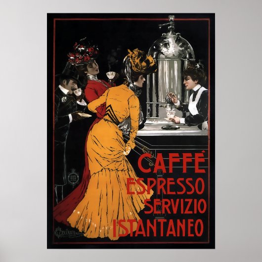 ITALIENISCHER KAFFEE SERVIERTE STÄNDIG c. 1900 Poster (Vorne)