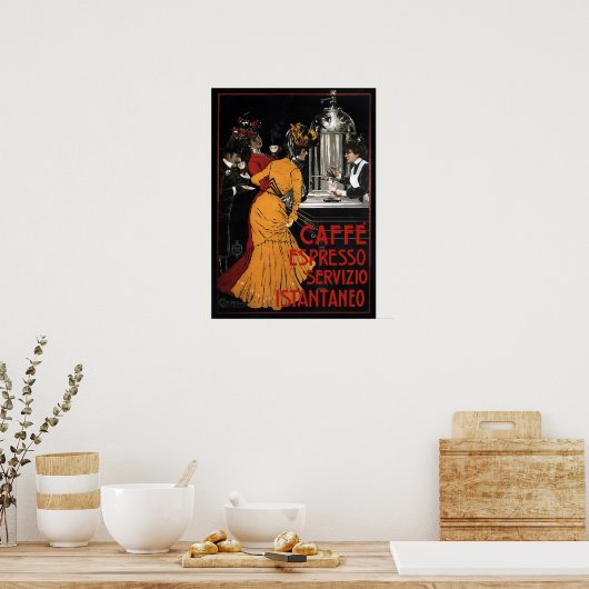 ITALIENISCHER KAFFEE SERVIERTE STÄNDIG c. 1900 Poster (Küche)