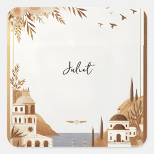 Italienischer Kaffee Sorrento Casual Brautschmaus Quadratischer Aufkleber