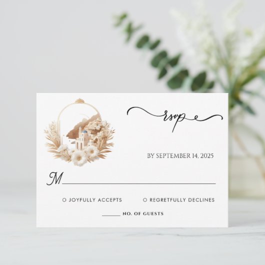 Italienischer Kaffee Sorrento Lässige Hochzeit RSVP Karte (Stehend Vorderseite)