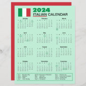 Italienischer Kalender 2024 mit Ferien | Kalender (Vorne/Hinten)