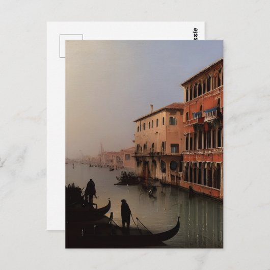 Italienischer Kanal und Gondelgemälde in Venedig Postkarte (Vorne/Hinten)
