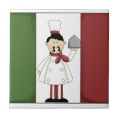 Italienischer Koch #4 mit Flaggenfolie Fliese (Vorderseite)