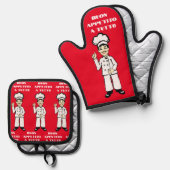 Italienischer Koch-Buon-Appetit Ofenhandschuh & Topflappen-Set (Vorderseite/Rückseite)