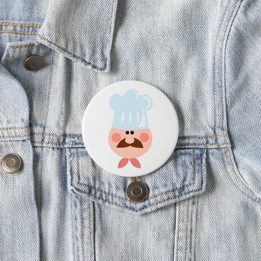 Italienischer Koch mit Schnurrbart und Hut Button
