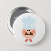 Italienischer Koch mit Schnurrbart und Hut Button (Vorne & Hinten)