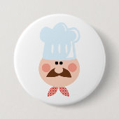 Italienischer Koch mit Schnurrbart und Hut Button (Vorderseite)