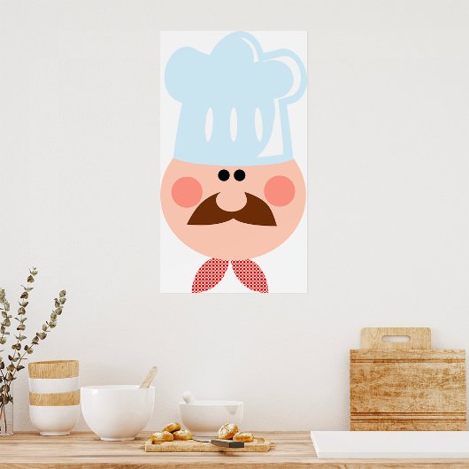 Italienischer Koch mit Schnurrbart und Hut Poster
