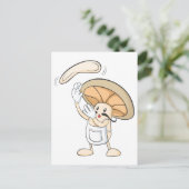 Italienischer Koch Mushroom Tossing Pizza Teig Postkarte (Stehend Vorderseite)