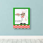 Italienischer Koch-Pasta Leinwanddruck (Insitu (Holzboden))